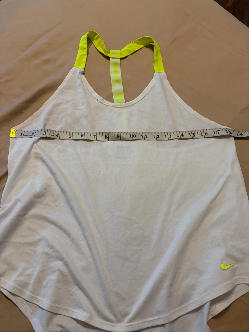 Nike White Women's Athletic Tank with Neon Yellow Straps